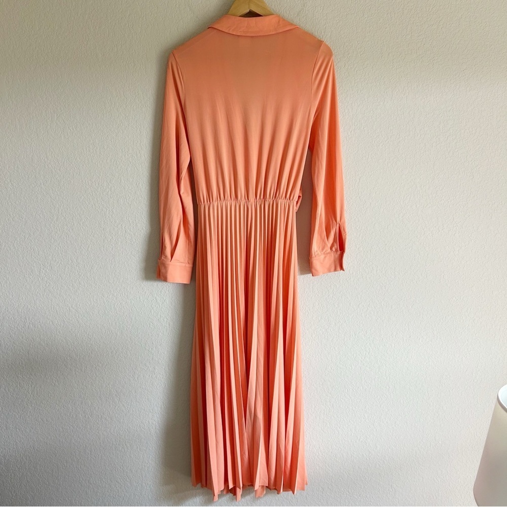 Marella Evelin Crossover Pleated Midi Dress Peach - Picture 3 of 14